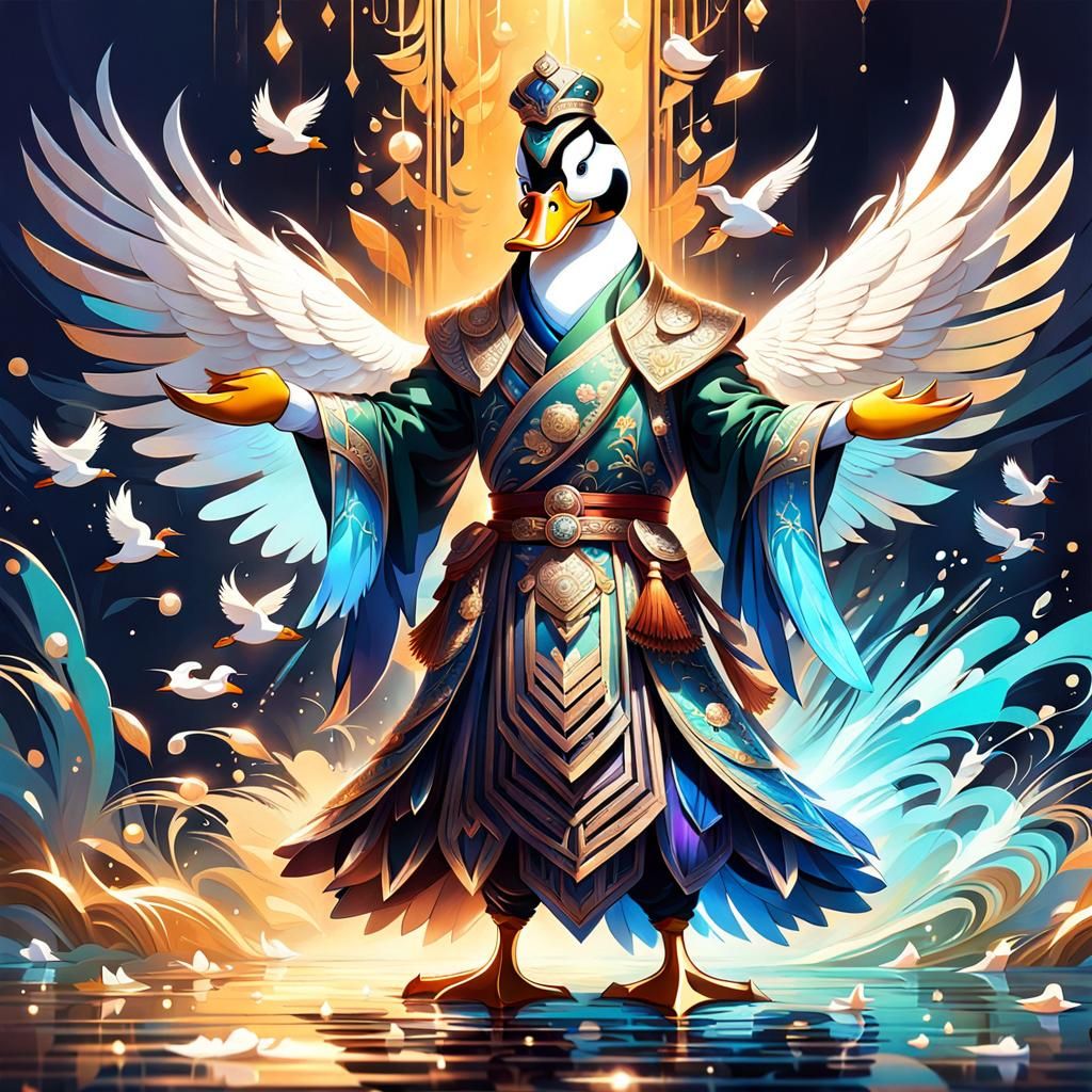 Dreamy Manchurian Duck in Splash Art Style