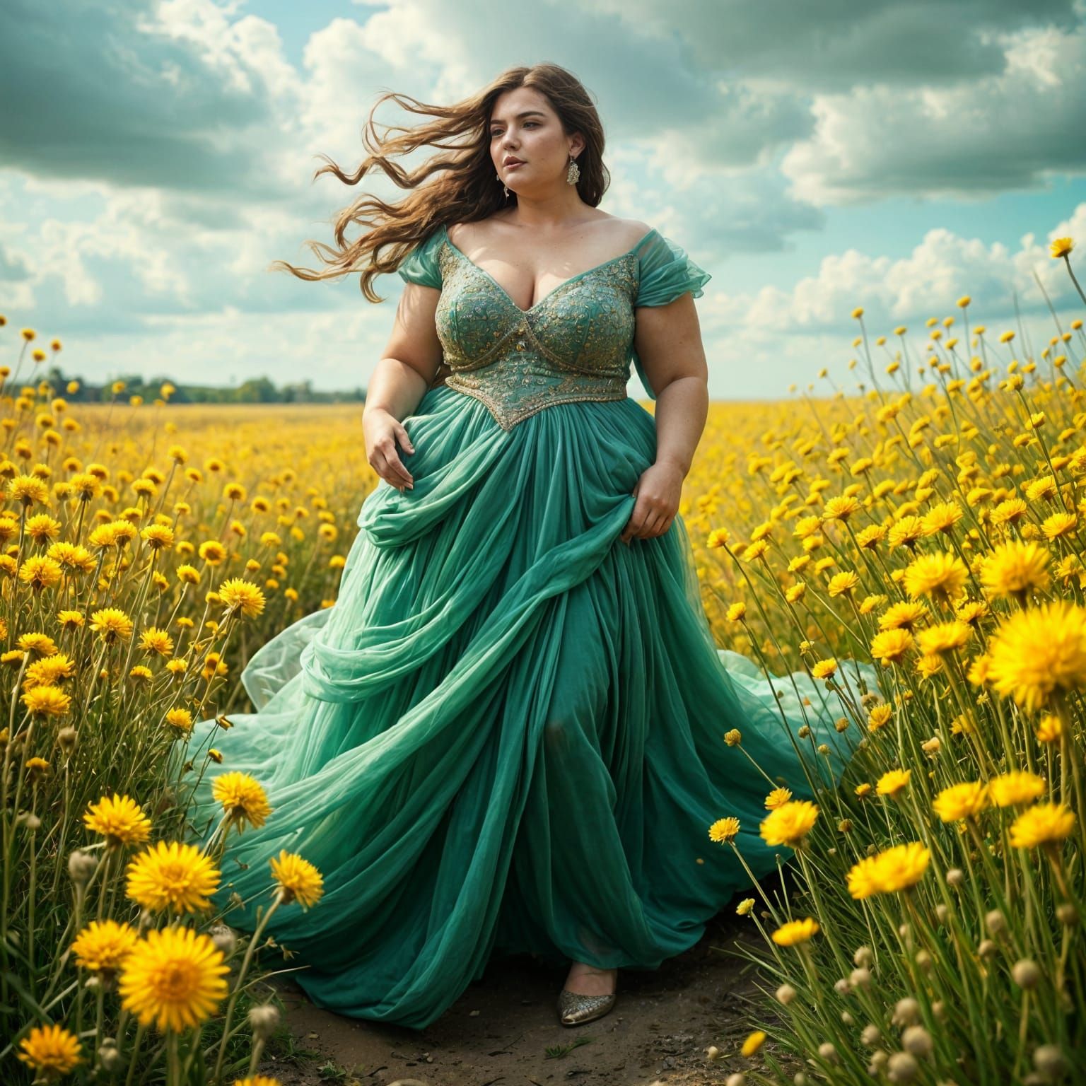 Vibrant Dandelion Storm in Hyper Photorealism