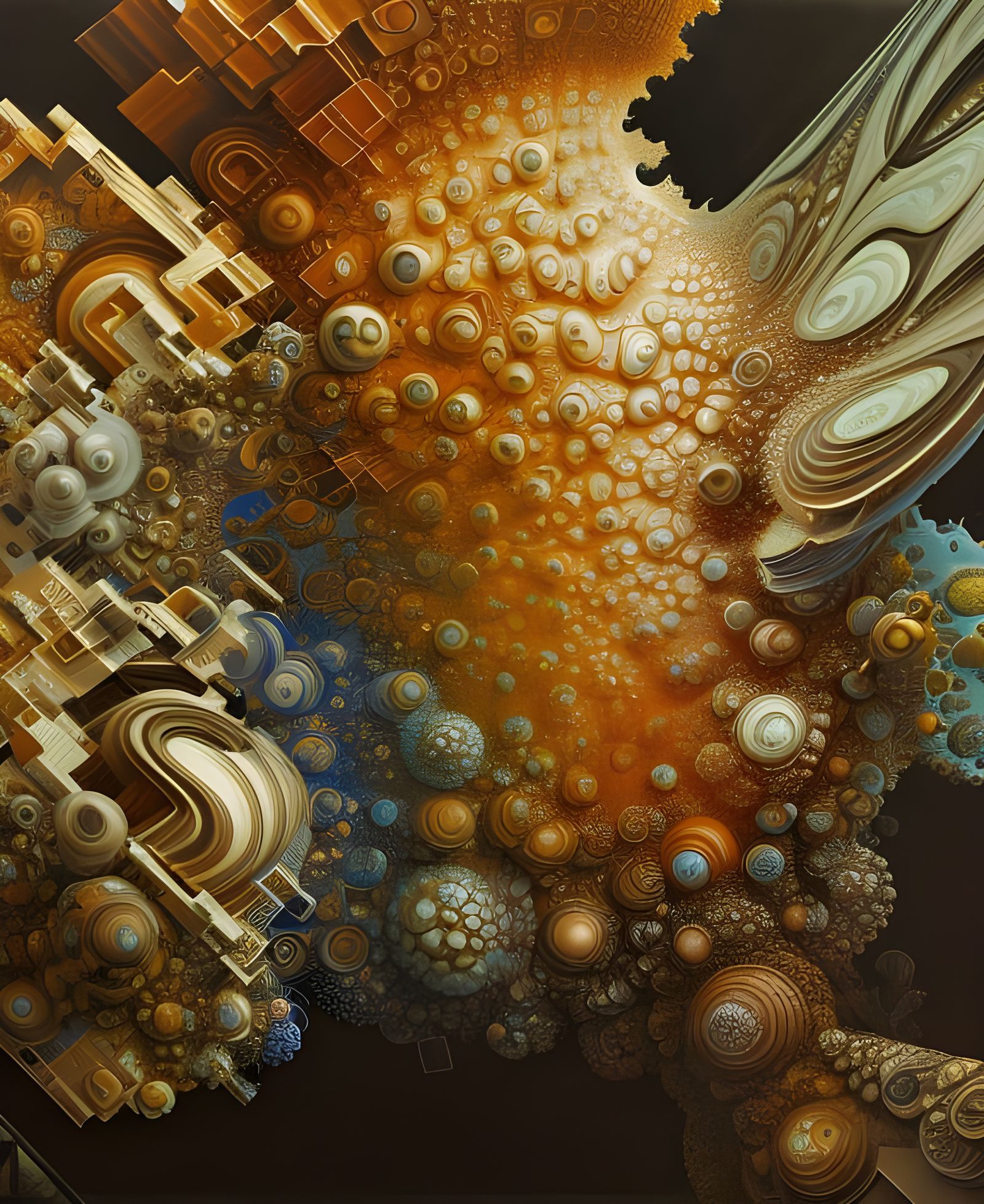 Intricate Geometric Fractal Abstract Digital Painting