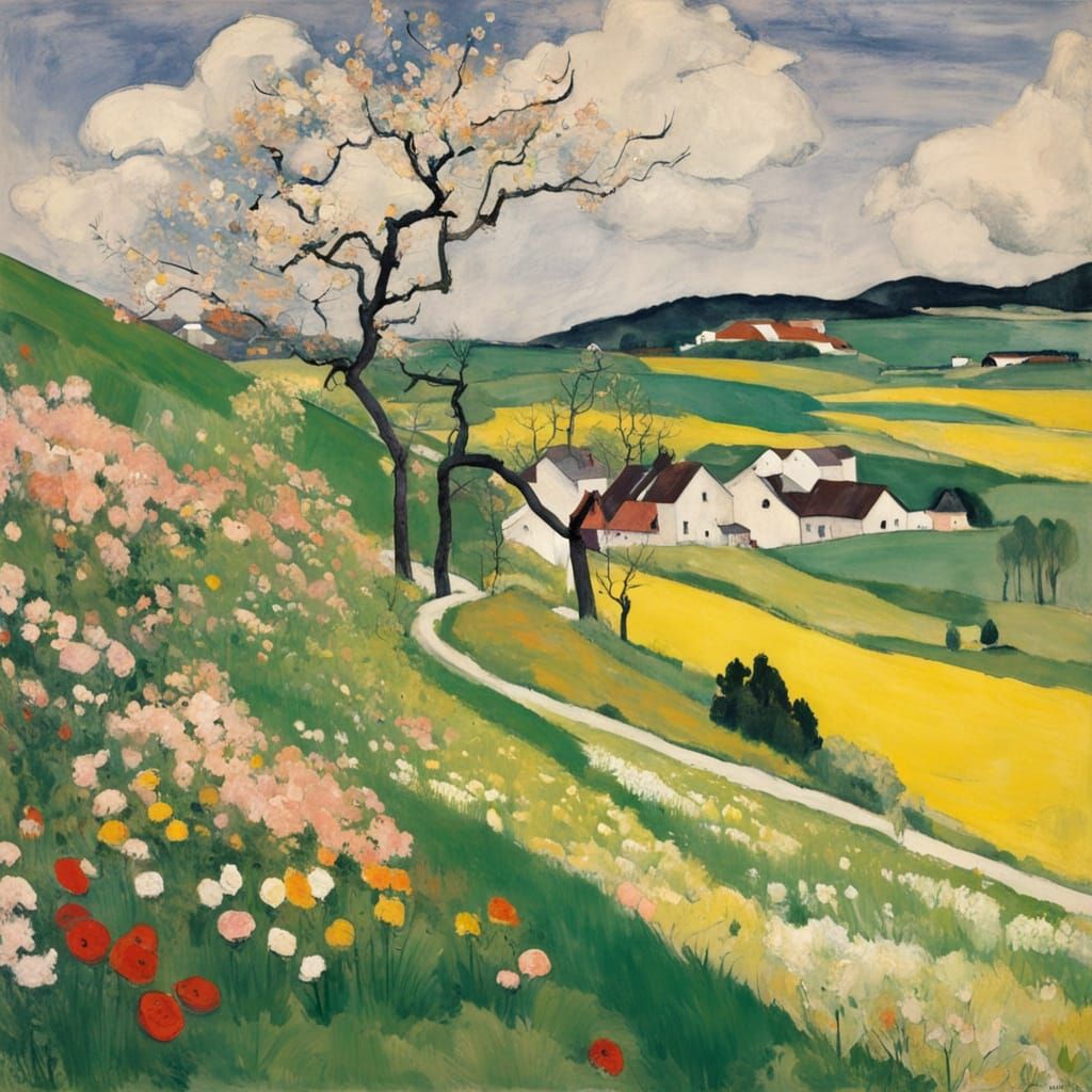 Spring Landscape in Expressionist Style