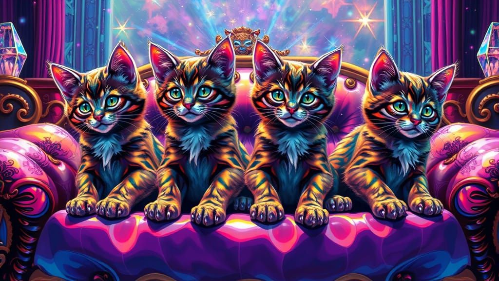 Liquid Metal Kittens on Crystal Couch