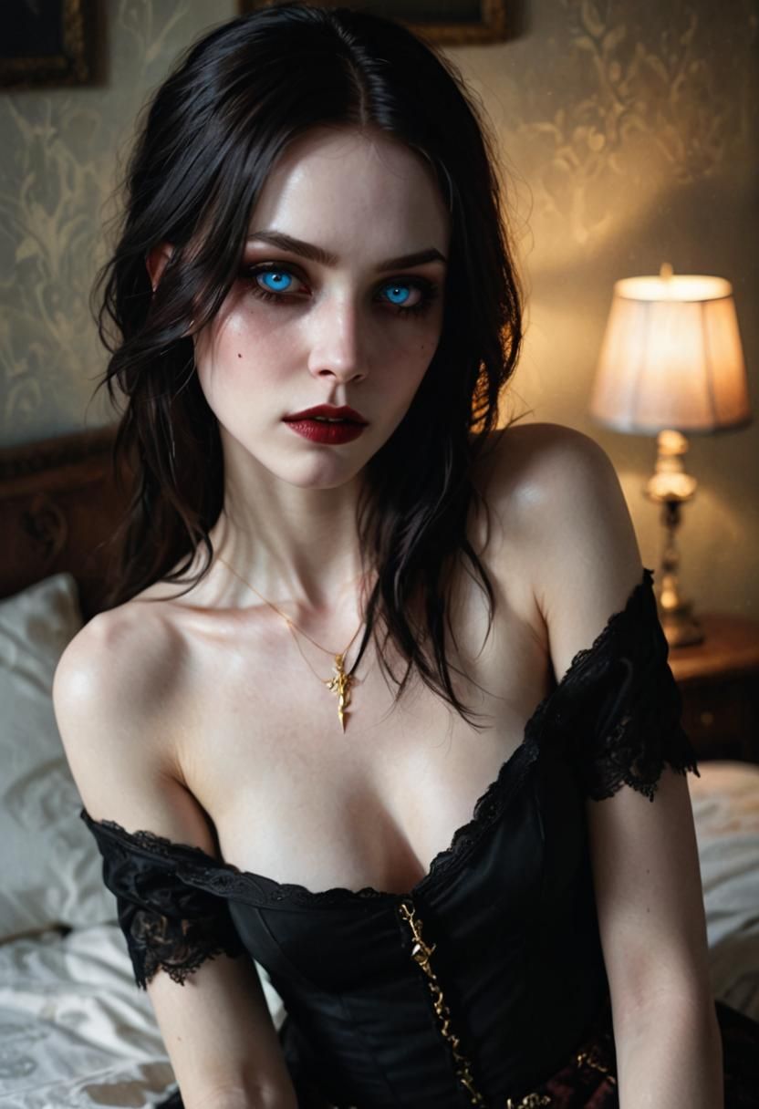 Eerie Gothic Vampire Portrait in Hyper-Realistic Style