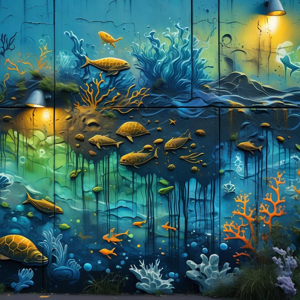 Oceanic Graffiti Mural in Digital Matte Painting