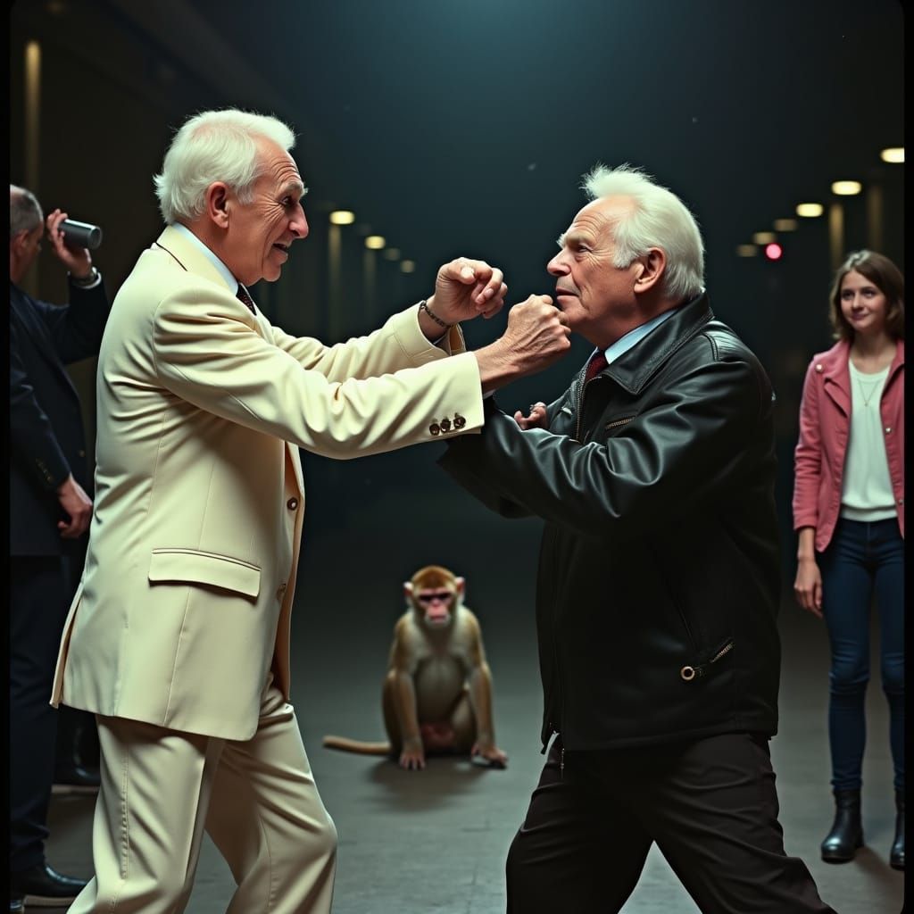 Elderly Men Fight, Dramatic Cinematic Still