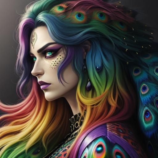 Rainbow Dragon Scale Woman: Comic Book Art