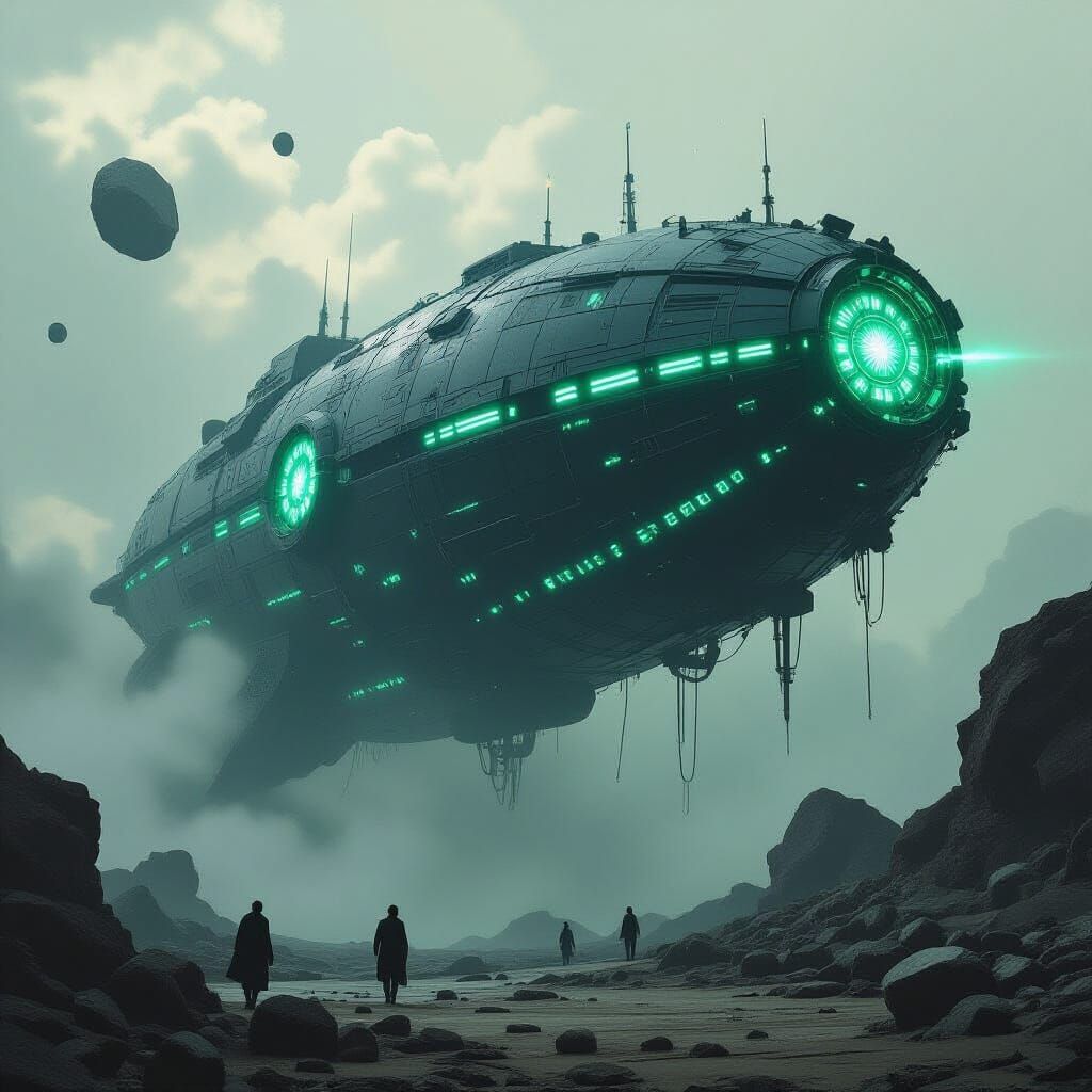 Biomechanical Seed Ship Drifting Through Asteroid Field