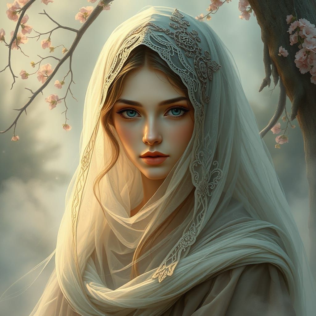 Ethereal Woman in Fantasy Setting