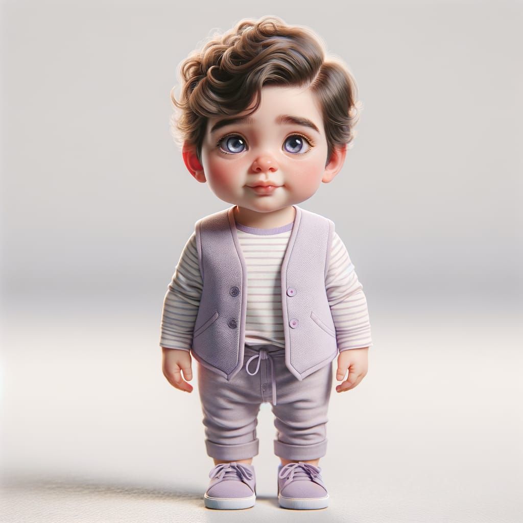 Charming 3D Rendered Baby in Pastel Outfit