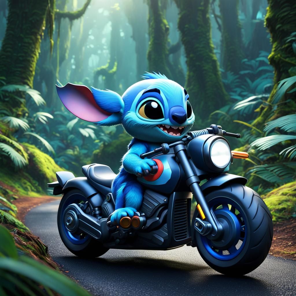 Detailed Chibi Stitch on H2R Motorbike