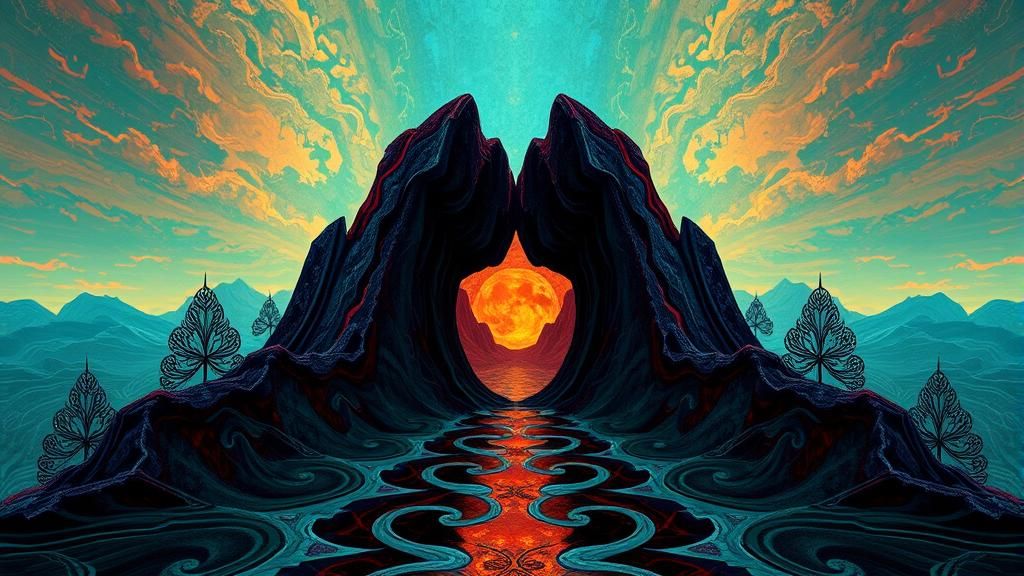 Surreal Fantasy Landscape in MC Escher Style