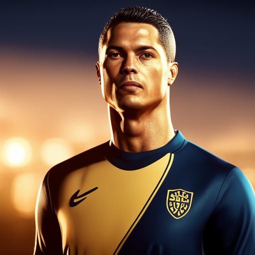 Ronaldo with Golden Glow: Hyper Realistic Detail