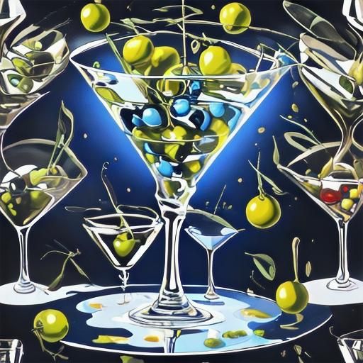 Gigantic Martini Glass Filled with Bubbling Chemicals