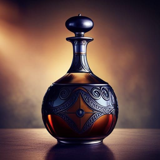 Detailed Matte Painting of Ancient Whiskey Decanter