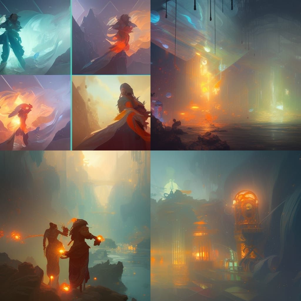 Elemental Jars: Earth, Wind, Water, Fire Concept Art
