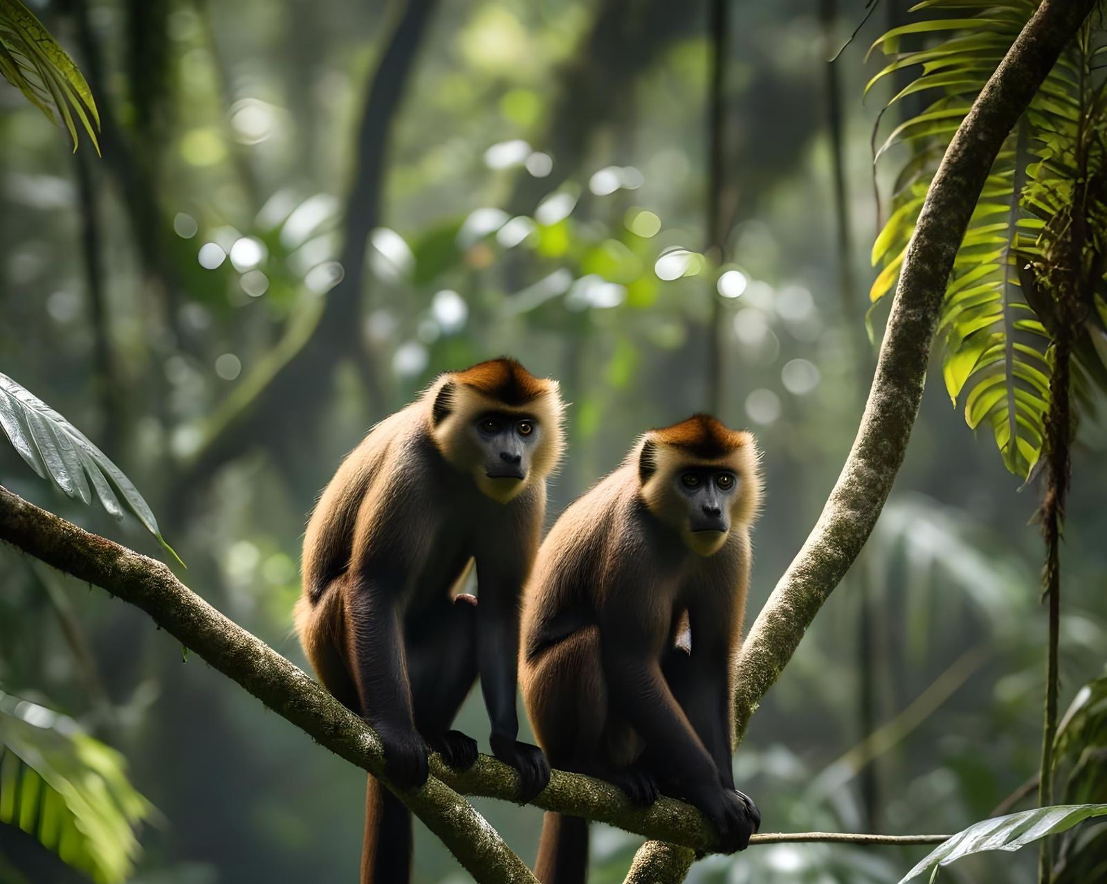 Brown Headed Spider Monkeys in Ecuador Jungle