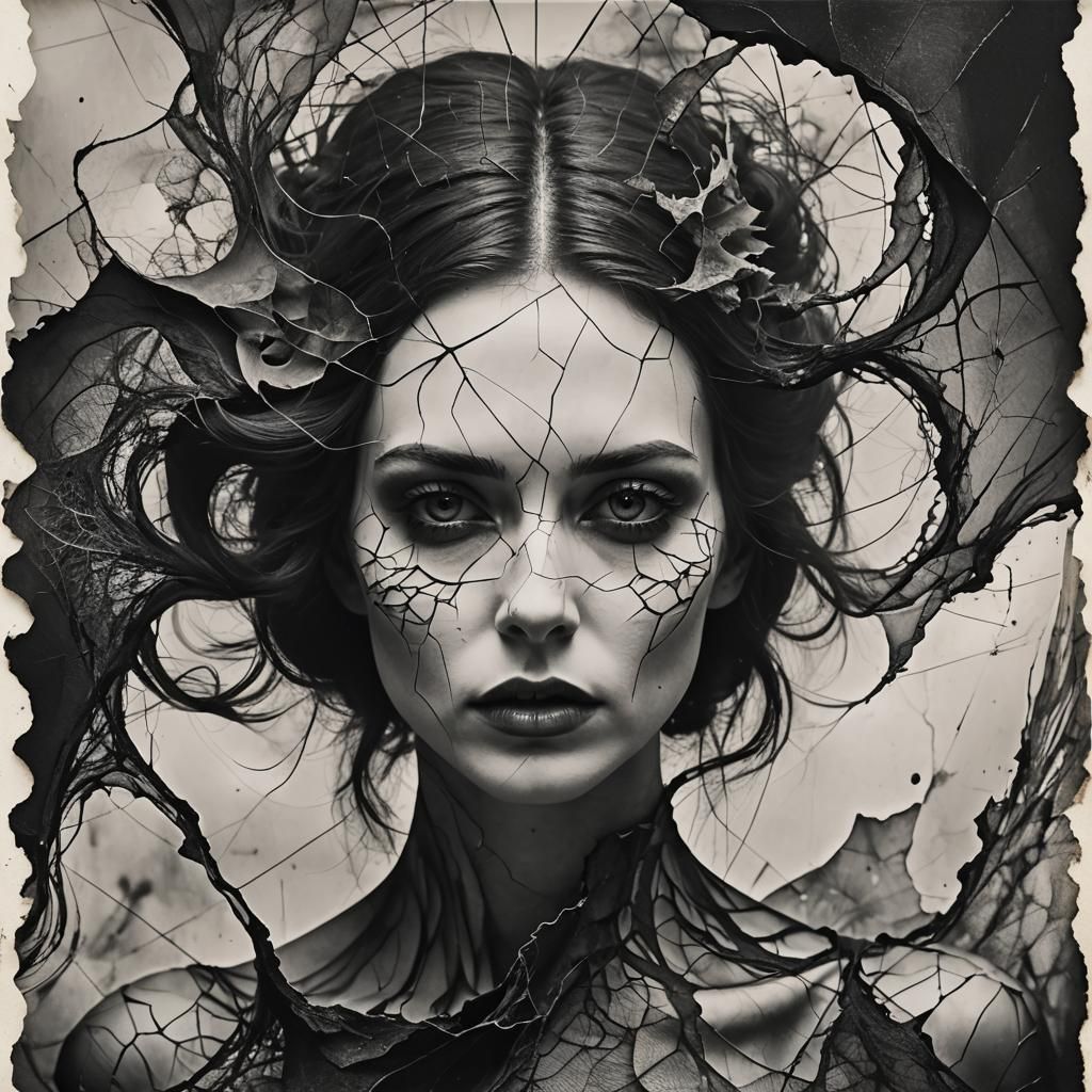 Dynamic Goth Girl Double Exposure Art