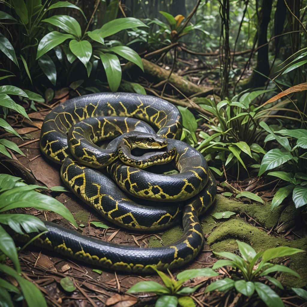 Anaconda in Rainforest Home: Professional Photography