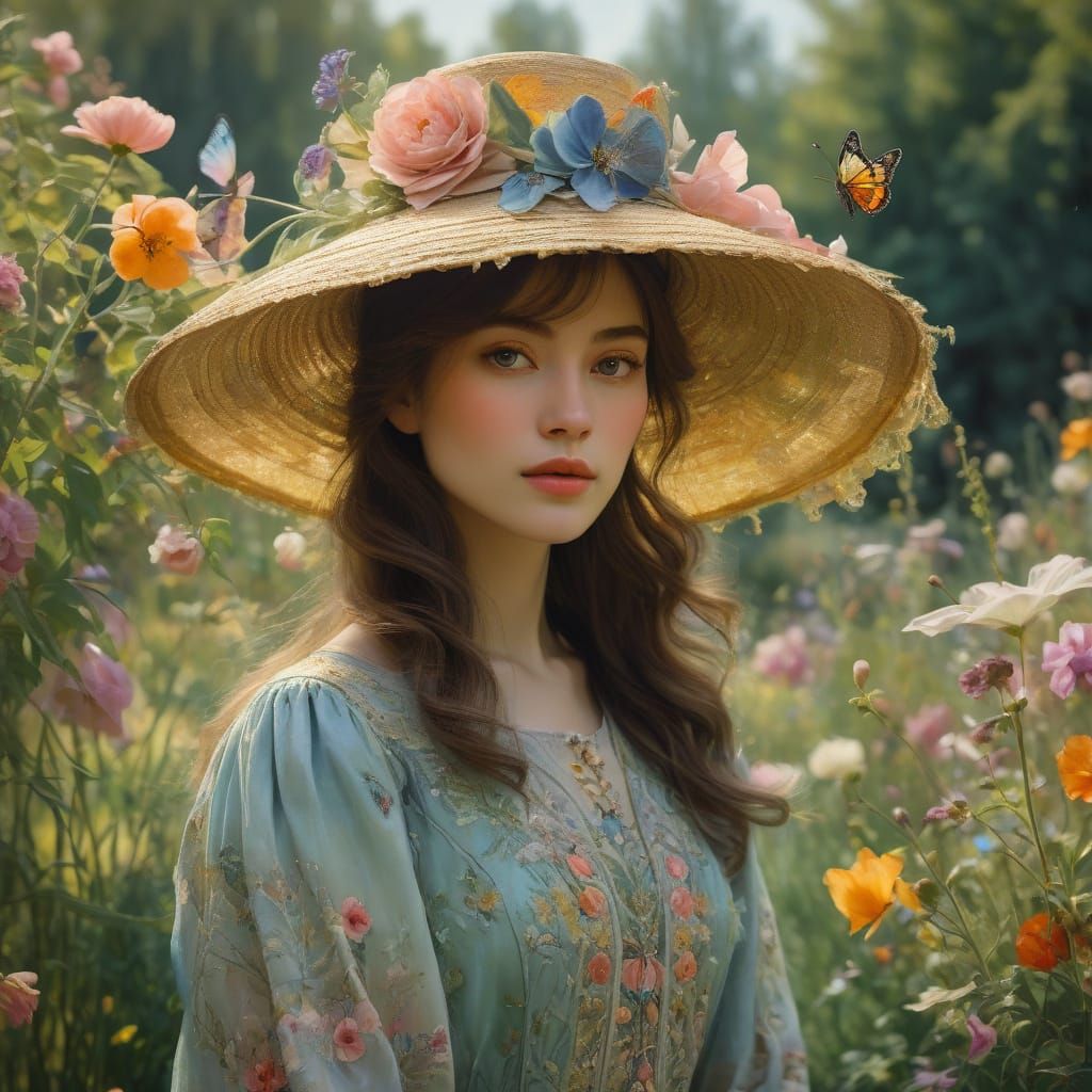 Noblewoman in Spring Garden Oil Painting