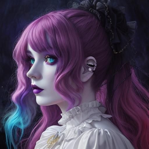 Gothic Emo Porcelain Doll in Surrealist Style