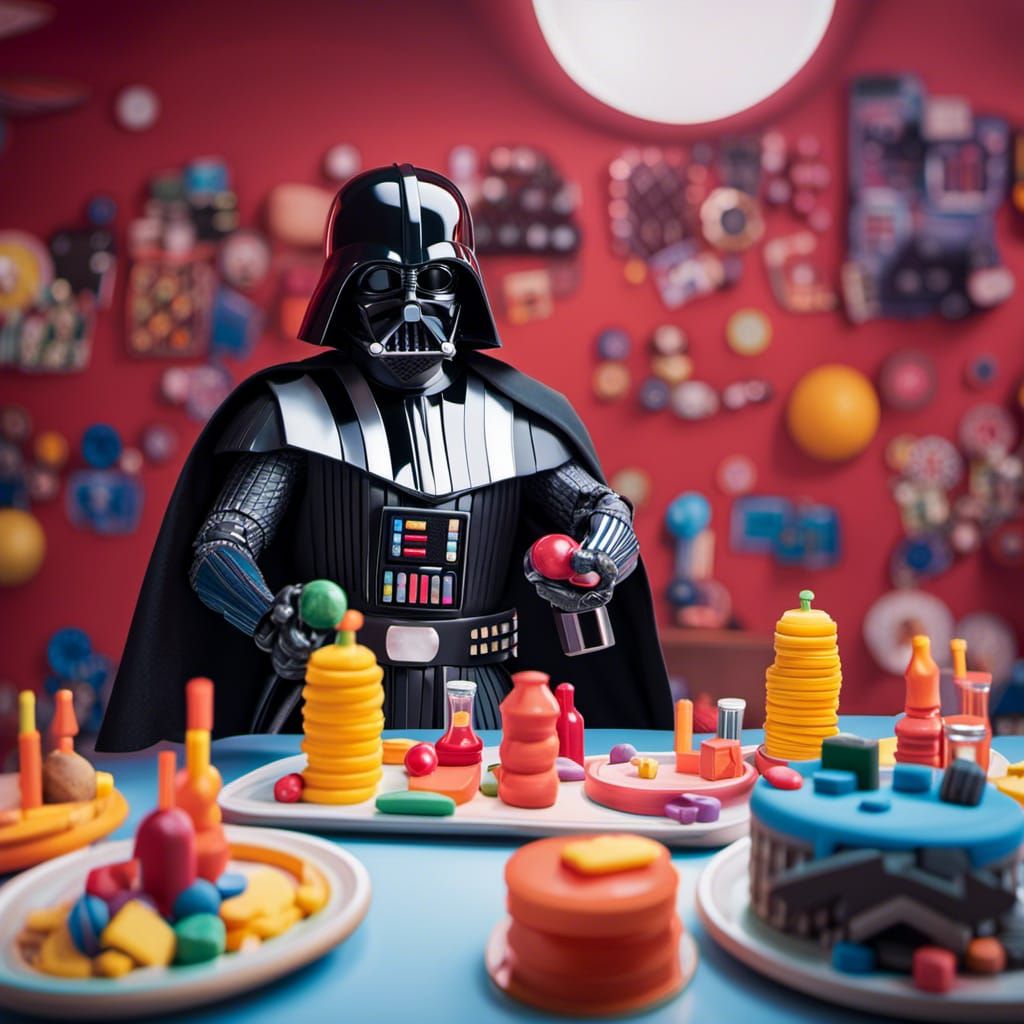 Darth Vader Daycare Photography in Digital Art Style