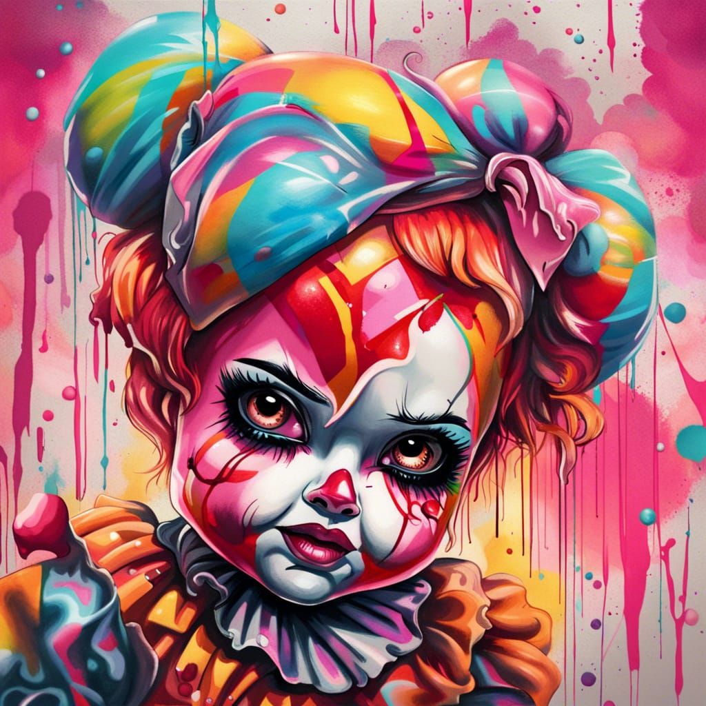 Circus Baby Graffiti Art in Street Style