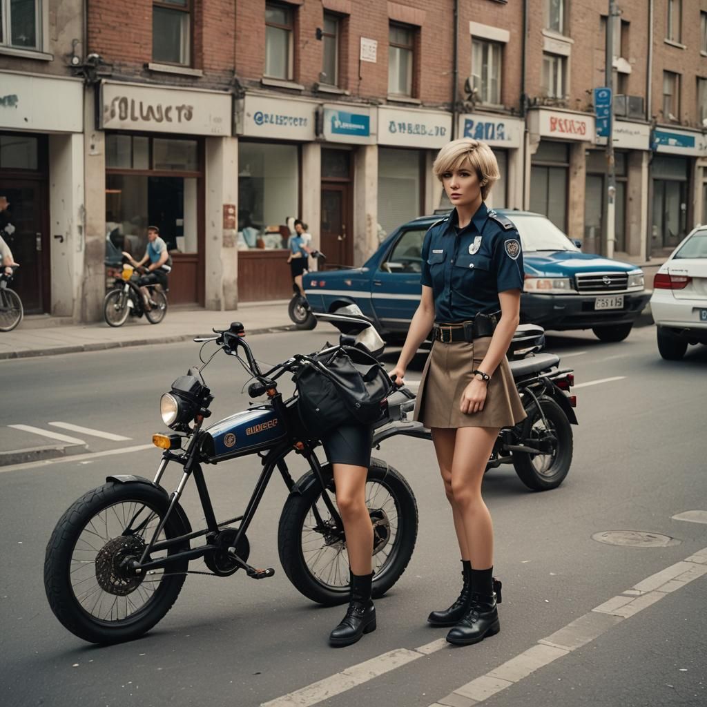 Crossdresser and Policewoman: Cinematic Film Still