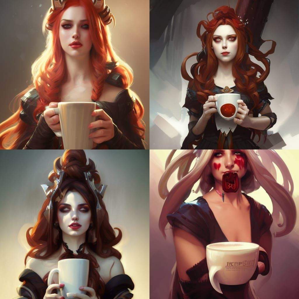 Krul Tepes Portrait with Coffee, Detailed Digital Art