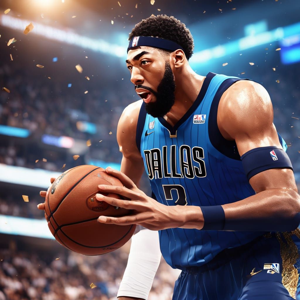 Anthony Davis in Dallas Mavericks Uniform in a Cyberpunk Aes...