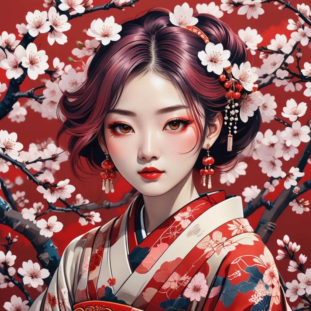 Ukiyo-e Portrait of a Young Japanese Girl