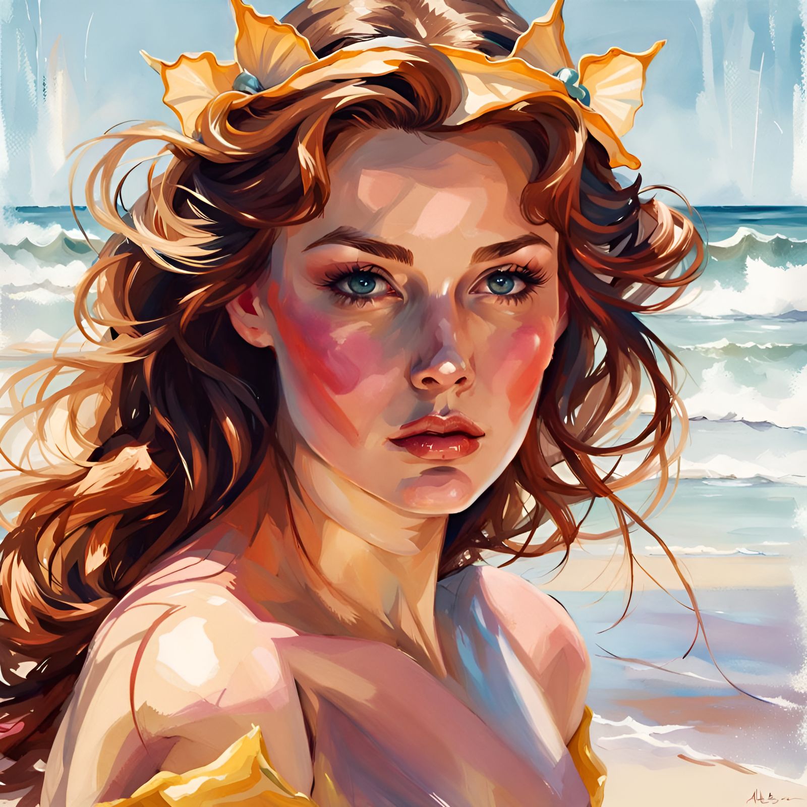 Flirty Princess Belle Portrait at the Beach
