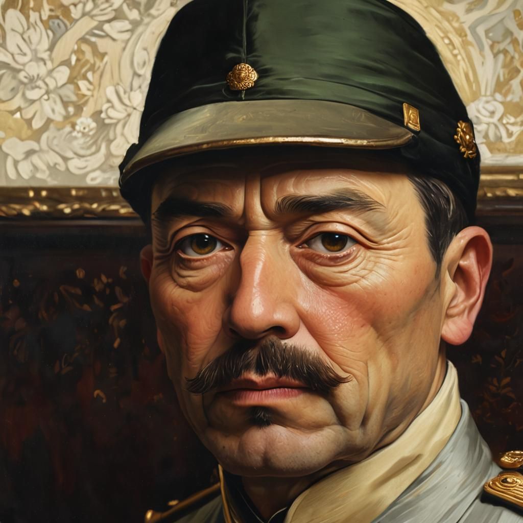 Eccentric Baron in Ornate Room: 19th Century Oil