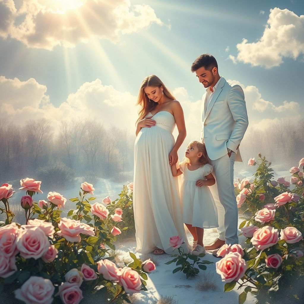 Winter Family Portrait in Dreamy Light