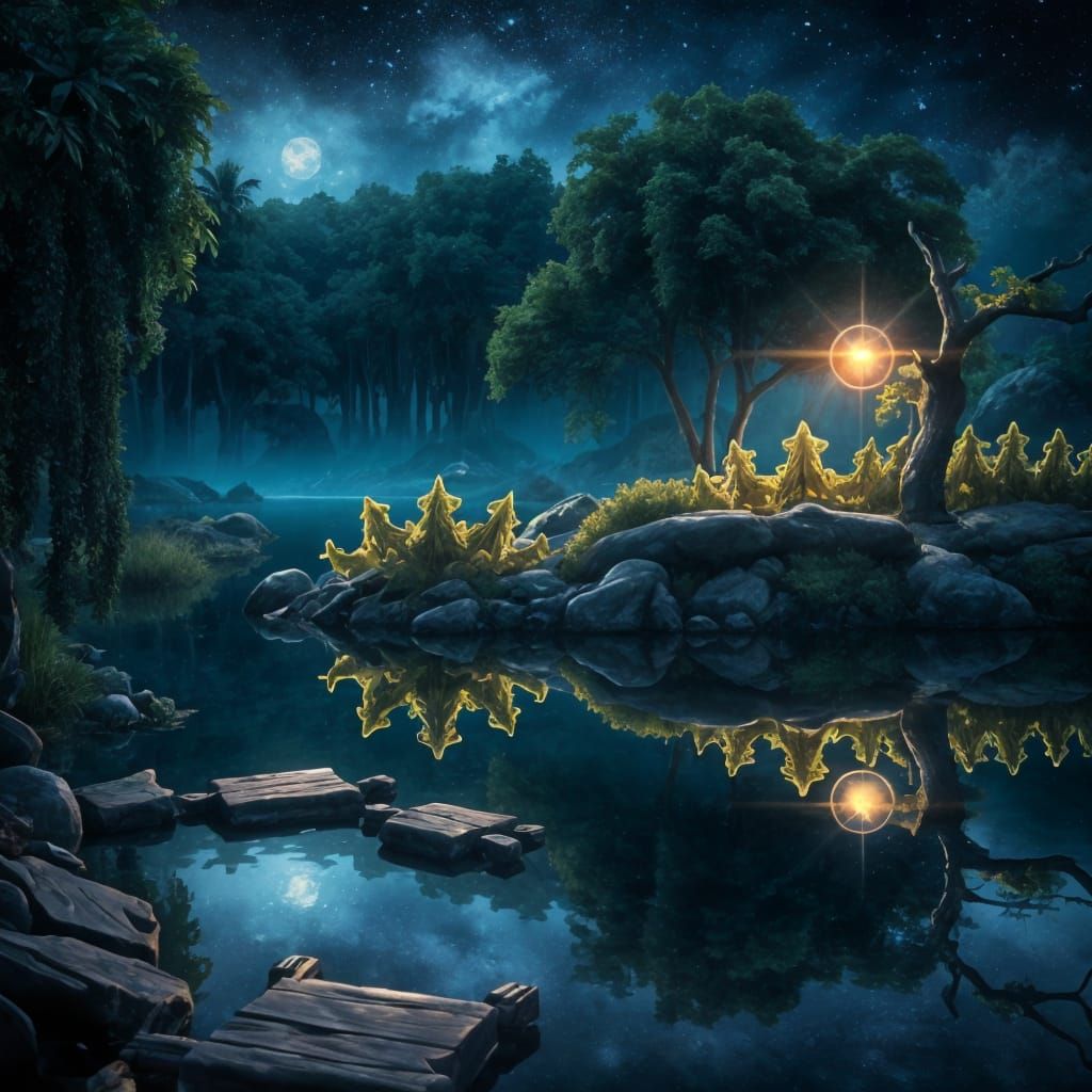 Fairy and Goblin Chat in a Magical Forest