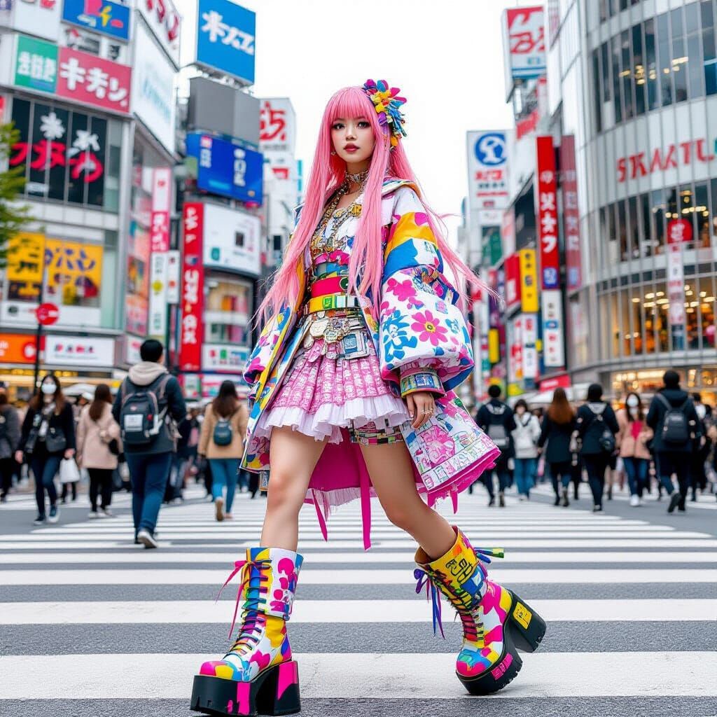Harajuku Fashion in Shibuya Crossing: Anime Key Visual