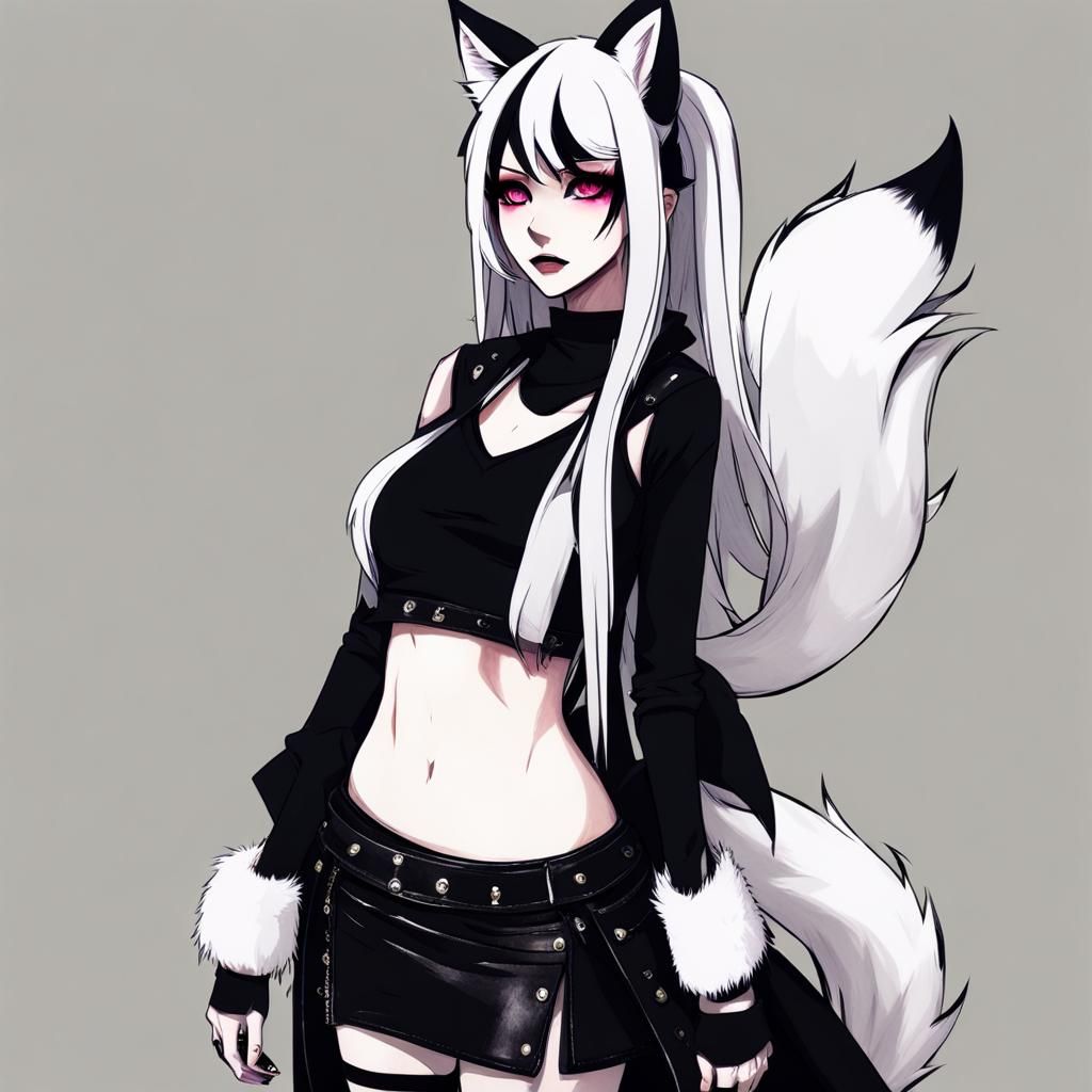 Kitsune Girl with Emo Style and Fox Features