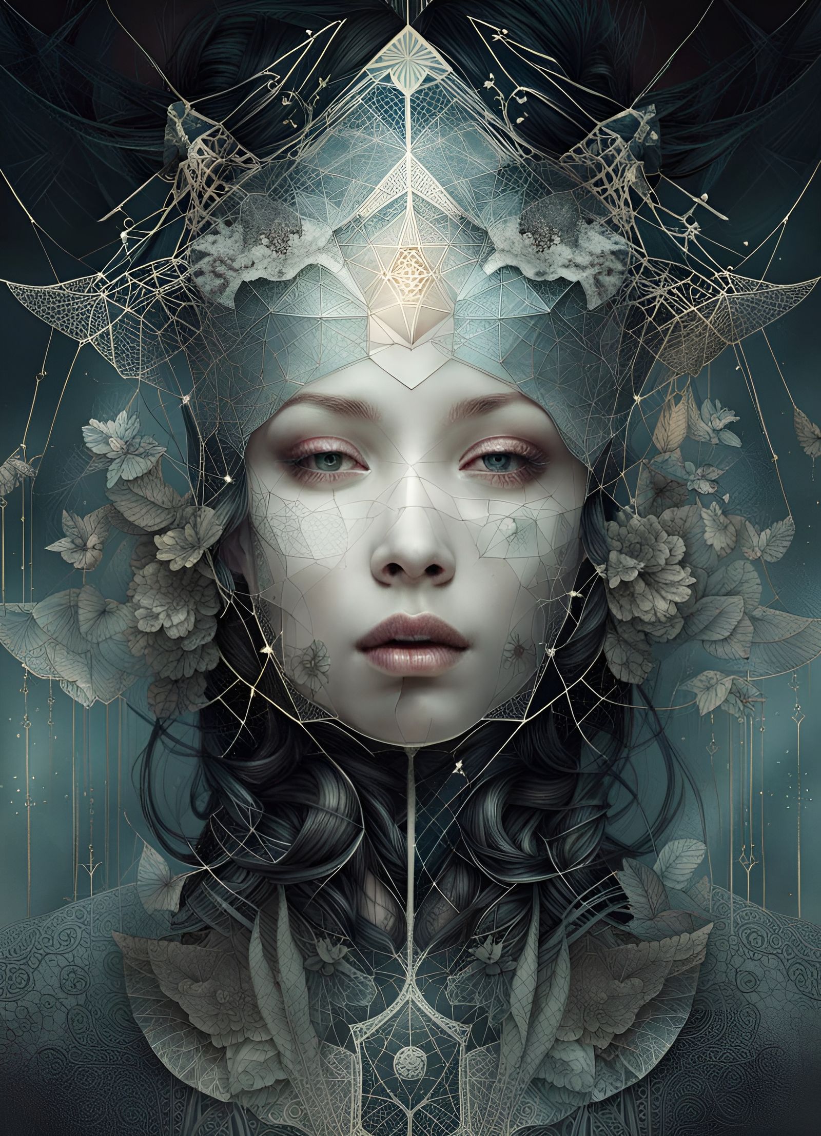 Ghostly Girl Portrait with Spiritual Aura