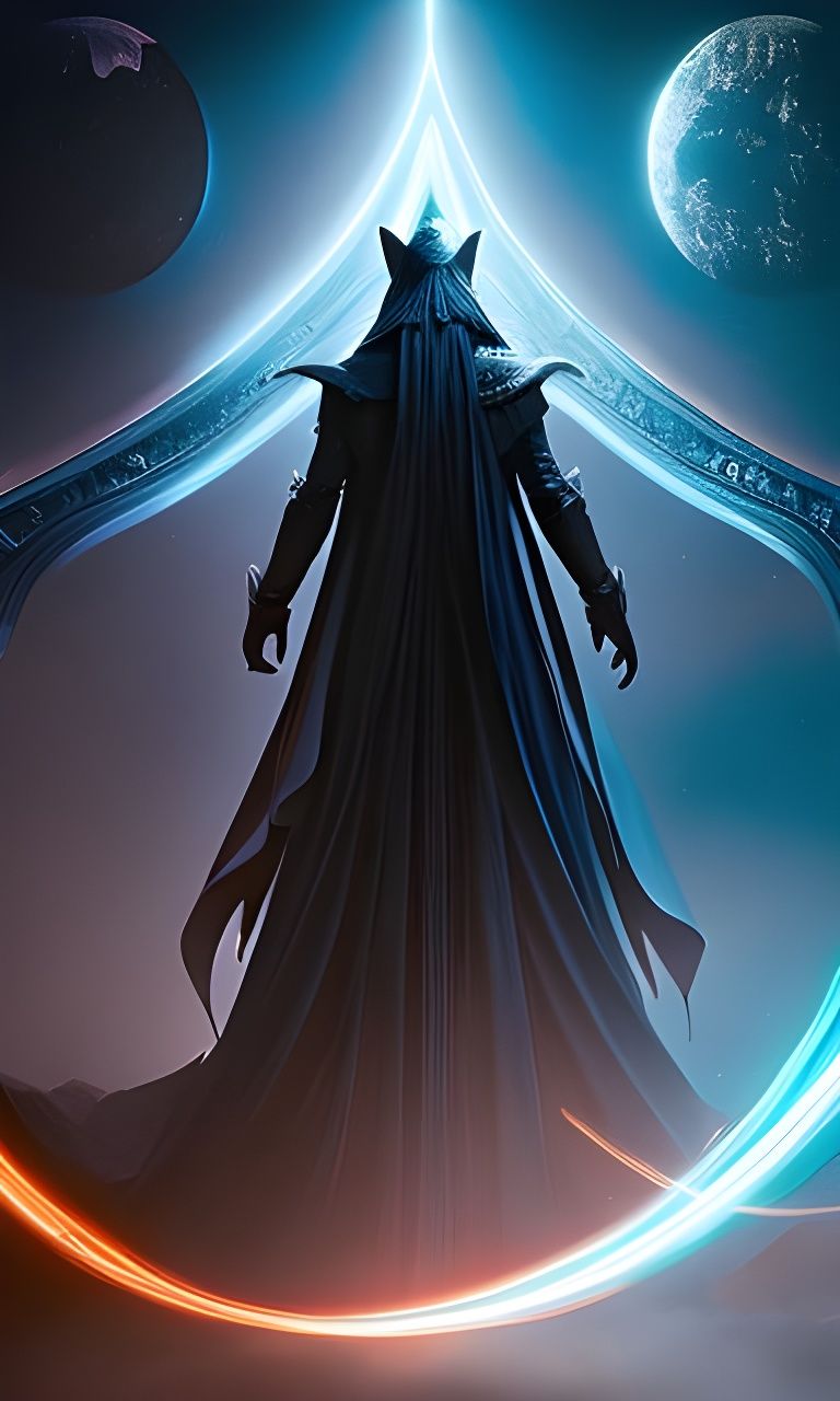 Mystical Wizard Silhouette in Middle-Earth Portal