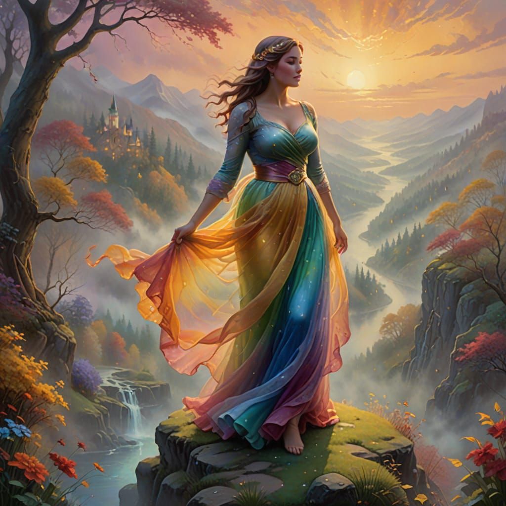 Ethereal Fantasy Portrait in Vibrant Oil Painting Style