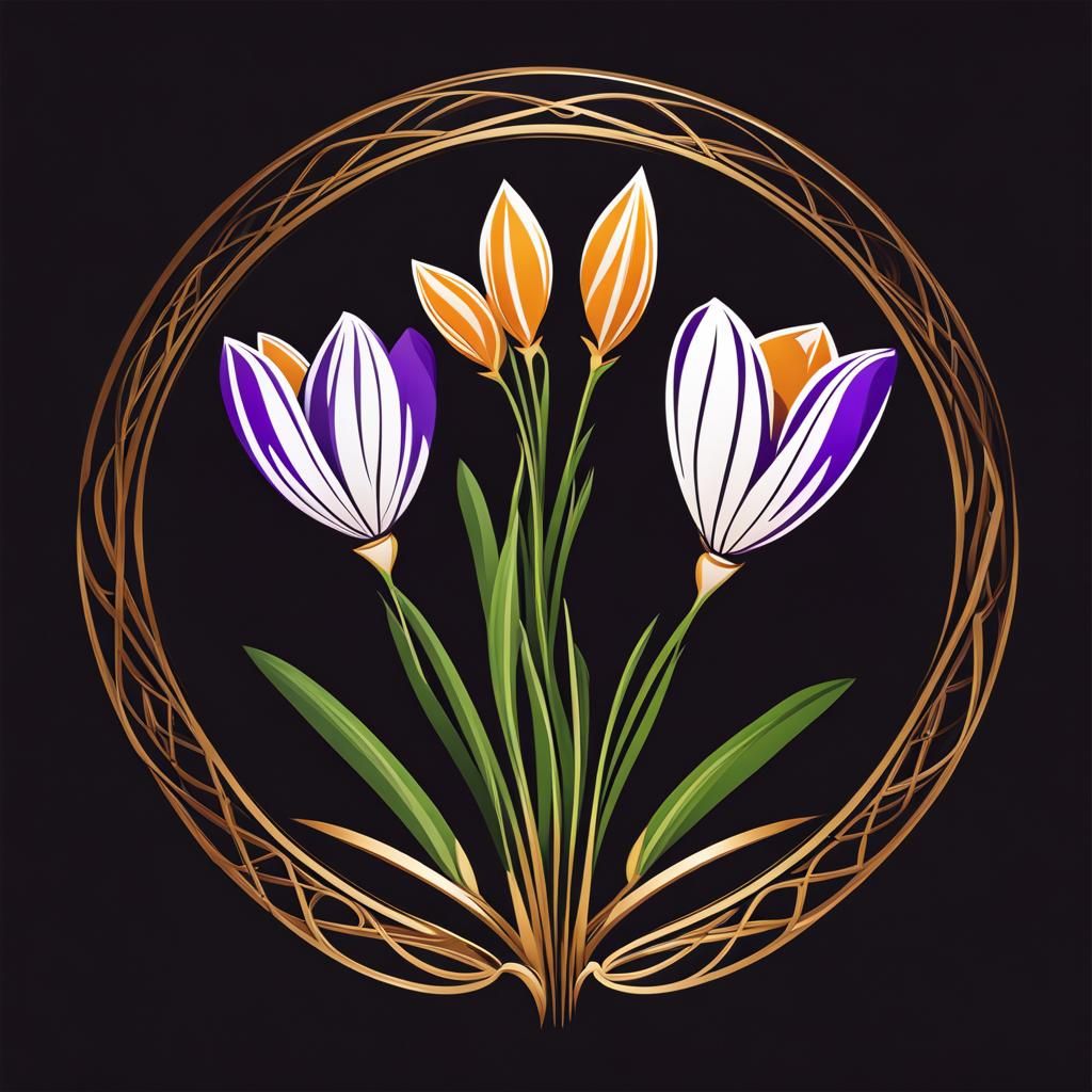 Crocus Flower Logo with DNA Helix Design