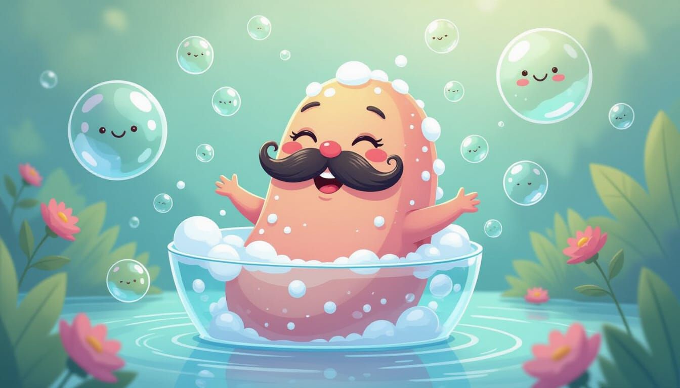 Goofy Bacterium Enjoys a Joyful Bubble Bath