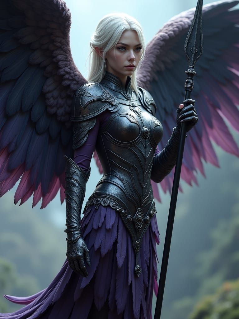 Winged Woman Warrior with Eagle Wings