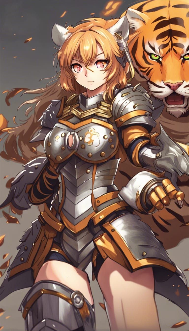 Armored Tiger Girl Ready for Anime Battle