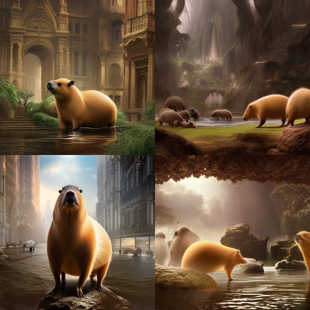 Detailed Capybara Digital Matte Painting