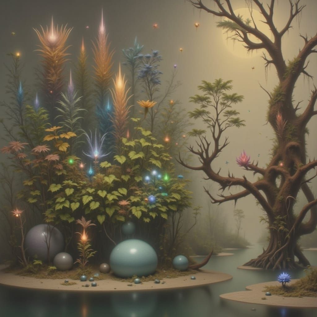 Bioluminescent Alien Jungle at Night