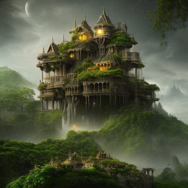 Futuristic City with Floating Gardens in Digital Art