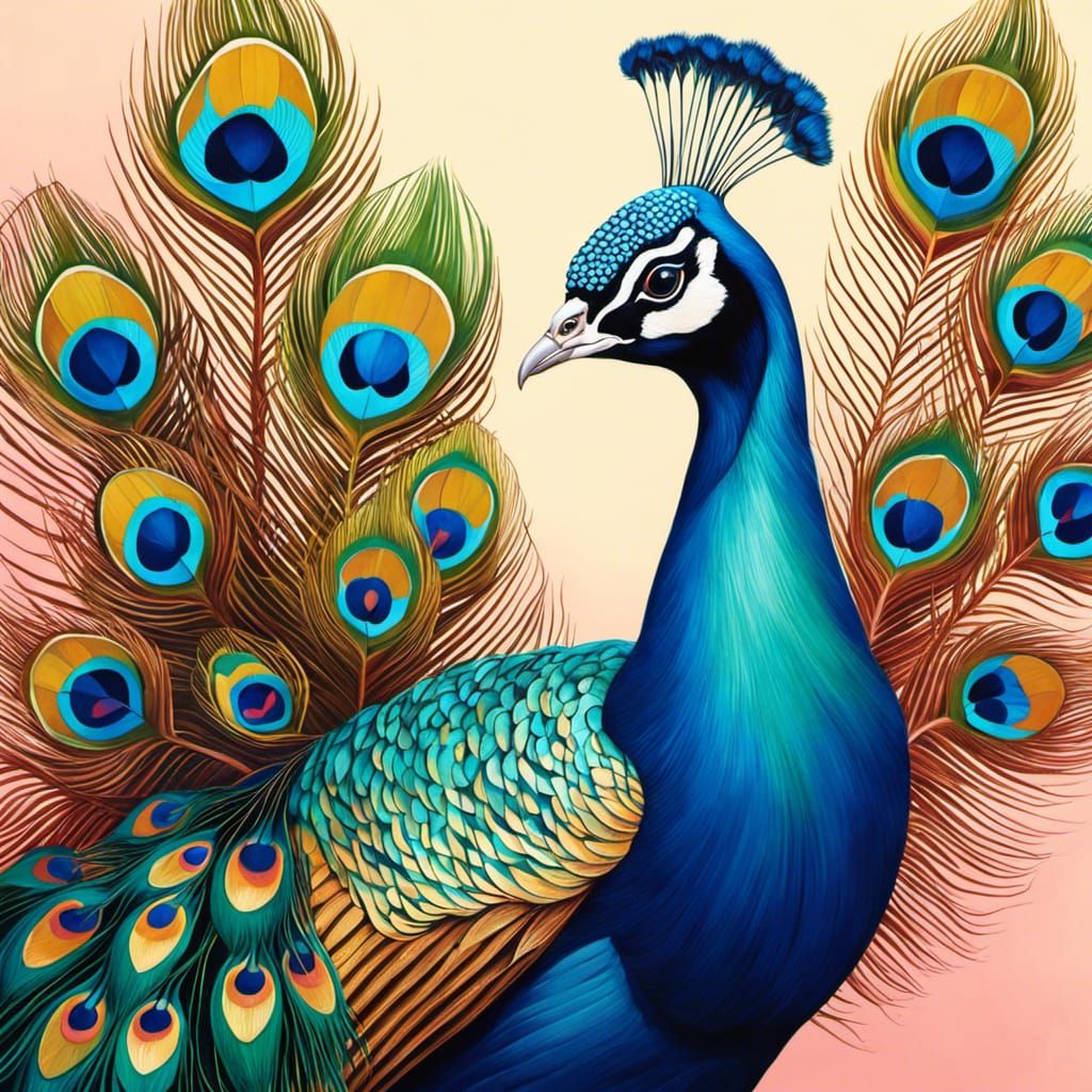 Elegant Peacock in Modern Figurative Style