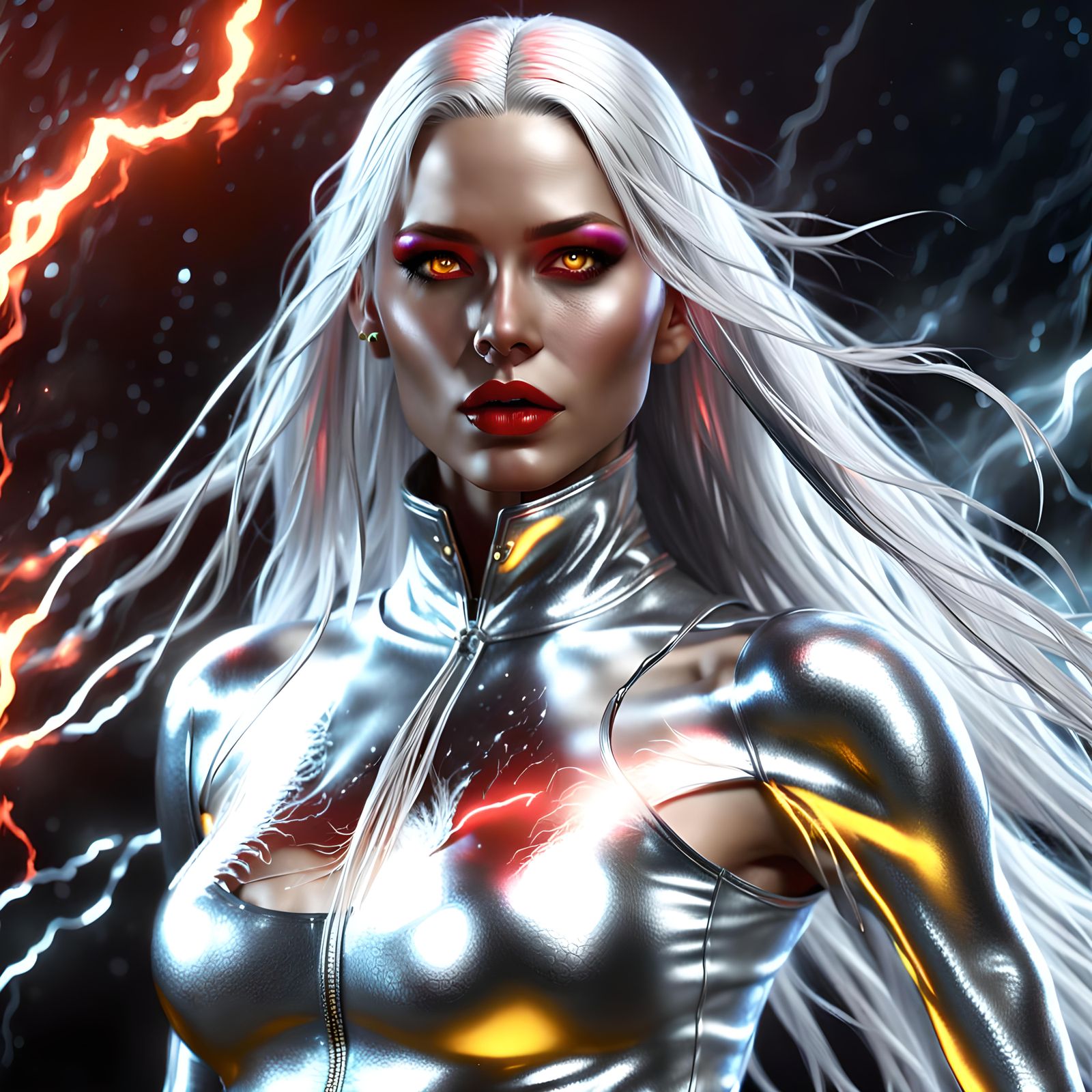 Ethereal Dimension Female with Silver Hair in 3D