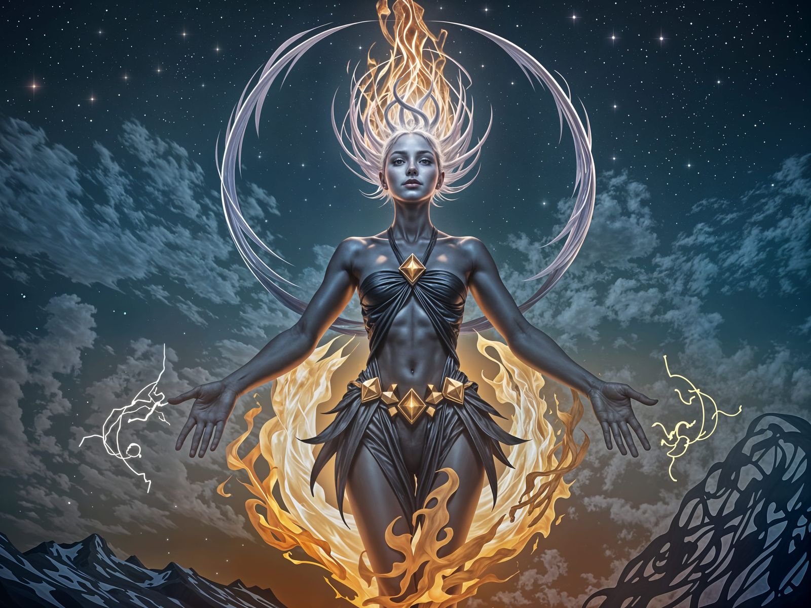 Ethereal Avatar of Radiant Energy in Vibrant Manga Style