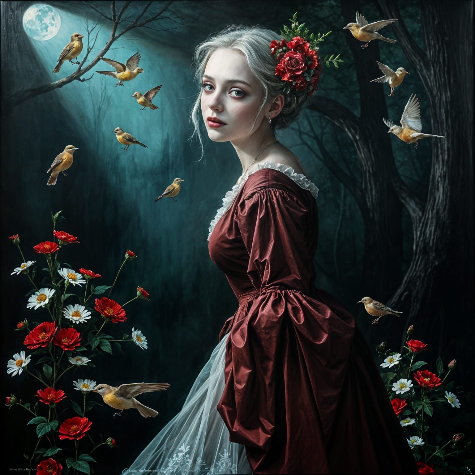 Vampire Lady Portrait in Grunge Style