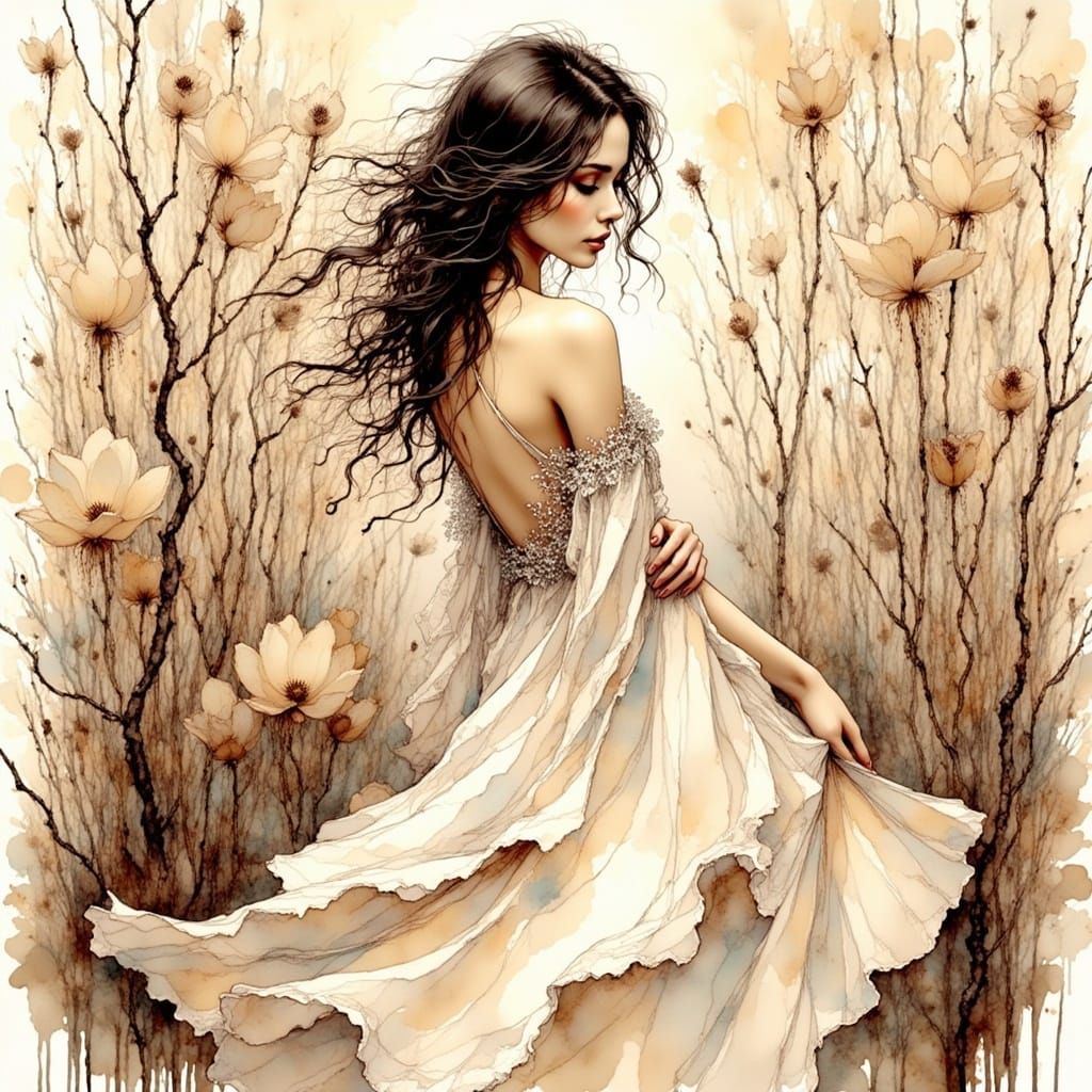 Ethereal Woman in Japanese Forest